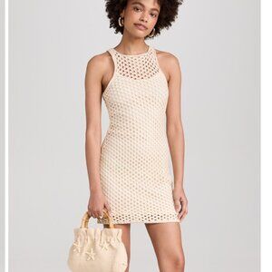 Minkpink Balmy Crochet Knit Mini Dress in Cream (size M)